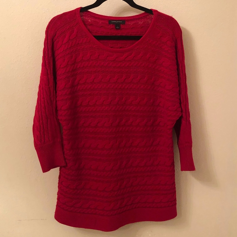 Banana Republic Red Cable-knit Sweater SZ L